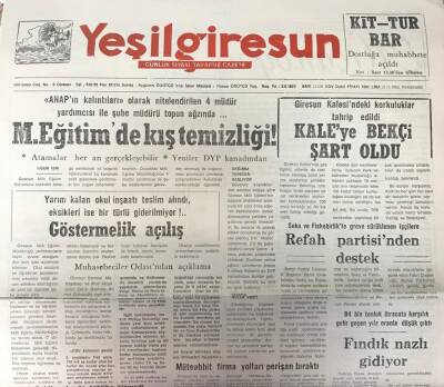 Yeşil Giresun 10 Aralık 1992 - Seka Ve Fiskobirlik te Greve Sürüklenen İşçilere Refah Partisi nden Destek GZ25557 - 1