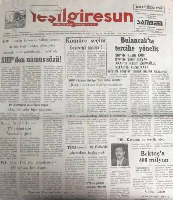 Yeşil Giresun 12 Ekim 1991 -Emine Şenel Shp nin Tv Çekimi İçin İstanbula Gitti GZ25560 - 1