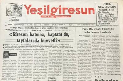 Yeşil Giresun 14 Ekim 2003- Belediye Başkanı KaraibrahimGiresun Batmaz,Kaptanı Da ,Tayfaları Da Kuvvetli GZ30899 - 1