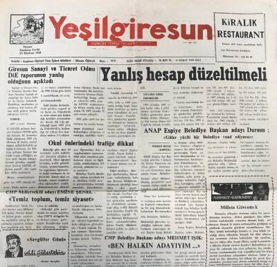 Yeşil Giresun 16 Şubat 1999-Chp Belediye Başkanı Adayı Mehmet Işık Ben Halkın Adayıyım GZ25566 - 1