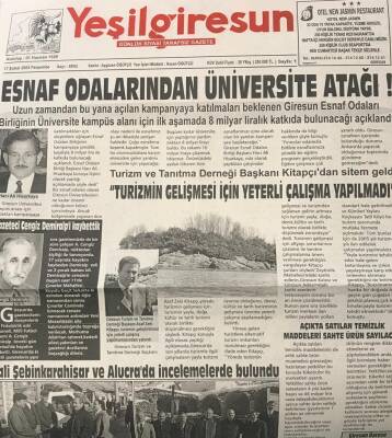Yeşil Giresun 17 Şubat 2005- Asaf Zeki Kitapçı Turizmin Tanıtılması İçin Yeterli Çalışma Yapılmadı GZ25705 - 1