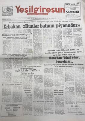 Yeşil Giresun 18 Ekim 1991-Shp Seçim Komitesi İki Sağ Partinin Kafa Yapısının Aynı Olduğunu İddia Etti GZ25882 - 1