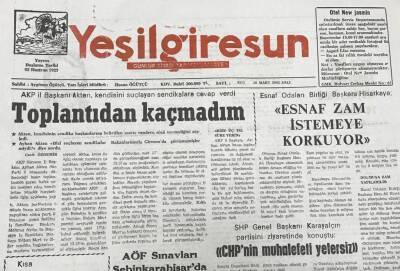 Yeşil Giresun 18 Mart 2003 - AKP İl Başkanı Akten ,Kendisini Suçlayan Sendikalara Cevap Verdi GZ36065 - 1