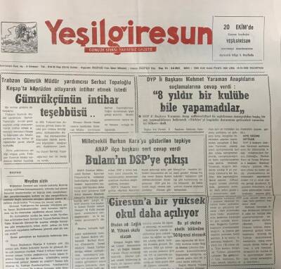 Yeşil Giresun 19 Ekim 1992-Giresuna Bir Yüksek Okul Daha Açılıyor GZ25731 - 1