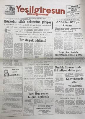Yeşil Giresun 19 Kasım 1991-Fındık İhracaatında 182 Milyon Dolar Gelir GZ25894 - 1