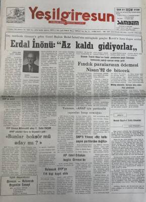 Yeşil Giresun 2 Eylül 1991-Refah Partisi Lideri Erbakan Bugün Giresunda GZ25769 - 1