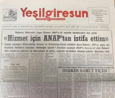 Yeşil Giresun 2 Kasım 1992 -Chp Şekilleniyor GZ25551 - 1