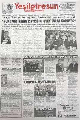 Yeşil Giresun 2 Mayıs 2005 - Giresun Ziraatçılar Derneği Başkanlığına Yeniden Seçilen Salih Özer Tek Ürüne Bağlı Fındık Üreticisi Giresun Ve Doğu Karadenizden Göç Ediyor Dedi GZ25843 - 1
