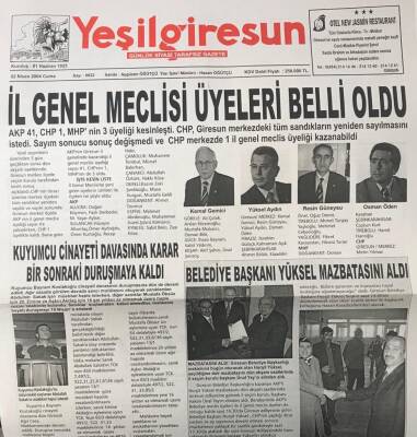 Yeşil Giresun 2 Nisan 2004-Belediye Başkanı Hurşit Yüksel Mazbatasını Aldı GZ25715 - 1