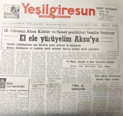 Yeşil Giresun 20 Mayıs 1989-12.Giresun Aksu Kültür Ve Sanat Şenlikleri Bugün Başlıyor GZ25578 - 1