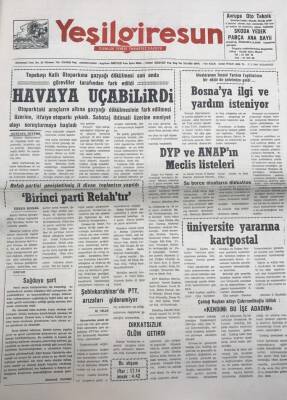 Yeşil Giresun 21 Şubat 1994-Dyp Ve Anapın Meclis Listeleri GZ25874 - 1