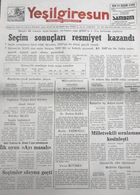Yeşil Giresun 22 Ekim 1991 -Seçim Sonuçları Resmiyet Kazandı GZ25852 - 1