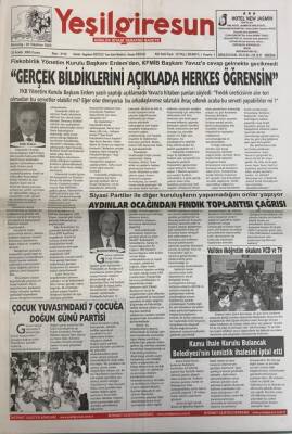 Yeşil Giresun 23 Aralık 2005-Kerim Aksu Fındık Üreticisinin Geçen Yıl Don Felaketi Yaşadığını Bu Yıl İse AKP Felaketi İle Karşı Karşıya Bulunduğunu İleri Sürdü GZ25781 - 1
