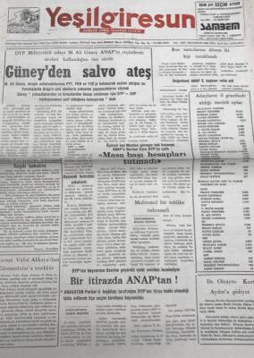 Yeşil Giresun 23 Ekim 1991 - Anaplı Burhan Kara Dypye Çattı Masa Başı HesaplarıTutmadı GZ25851 - 1