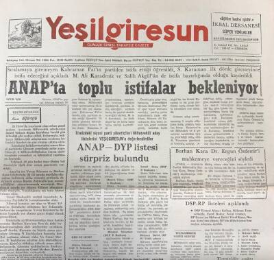 Yeşil Giresun 26 Eylül 1991-Anapta Toplu İstifalar Bekleniyor GZ25572 - 1