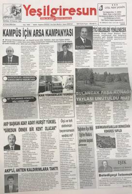 Yeşil Giresun 27 Ocak 2004- Akp Başkan Adayı Hurşit Yüksel Giresun Örnek Bir Kent Olacak GZ25910 - 1