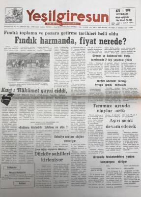 Yeşil Giresun 27 Temmuz 1990 - Fındık Toplama Ve Pazara Getirme Tarihleri Belli Oldu GZ25818 - 1