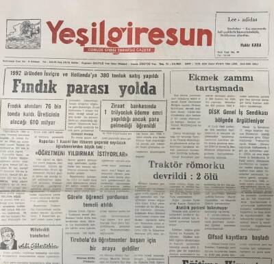 Yeşil Giresun 29 Eylül 1992-Ekmek Zammı Tartışmada GZ25720 - 1