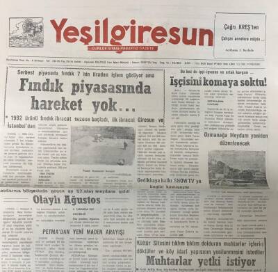 Yeşil Giresun 3 Eylül 1992-Muhtarlar Yetki İstiyor GZ25725 - 1