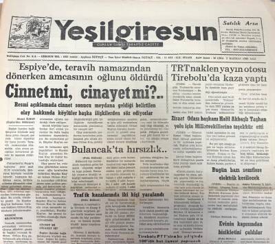 Yeşil Giresun 3 Haziran 1986 -TRT Naklenen Yayın Otosu Tirebolu da Kaza Yaptı GZ25558 - 1