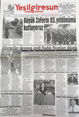 Yeşil Giresun 30 Ağustos 2005 -Anaplı Muhammer Kimse Milletin Fındığı Üzerinden Siyaset Yapmasın GZ25828 - 1