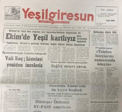 Yeşil Giresun 4 Eylül 1992-Ekimde Yeşil Kartlıyız GZ25724 - 1