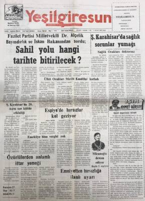 Yeşil Giresun 4 Ocak 2000-Fazilet Partisi Milletvekili Dr. Alçelik Bayındırlık Ve İskan Bakanından Sordu Sahil Yolu Hangi Tarihte Bitirilecek GZ25750 - 1