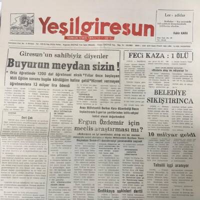 Yeşil Giresun 7 Eylül 1992-Ergün Özdemir İçin Meclis Araştırması Mı? GZ25722 - 1