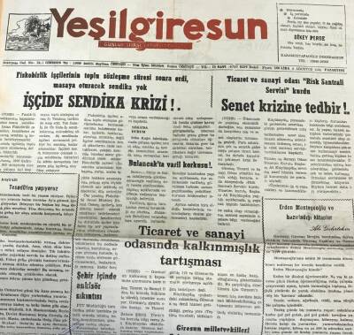 Yeşil Giresun 8 Ağustos 1988-Ticaret Ve Sanayi Odası Risk Santrali Servisi Kurdu GZ25575 - 1