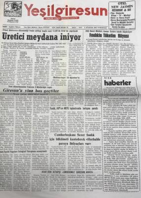 Yeşil Giresun 9 Ağustos 2003-Cumhurbaşkanı Sezer Fındık İçin Hükümeti Kastederek Herhalde Paraya İhtiyaçları Var GZ25861 - 1