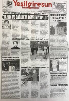 Yeşil Giresun 9 Şubat 2005-Fiskobirlik Üreticiye 77 Milyon Ytl Ödedi GZ25779 - 1