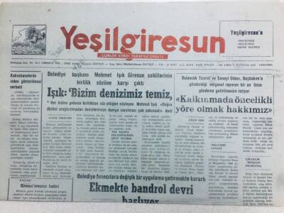 Yeşil Giresun Gazetesi 1 Ağustos 1990 - Mehmet IşıkBizim Denizimiz Temiz GZ41418 - 1