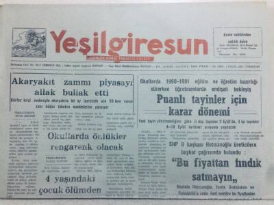 Yeşil Giresun Gazetesi 1 Eylül 1990 - Akaryakıt Zammı Piyasayı Allak Bullak Etti GZ40765 - 1