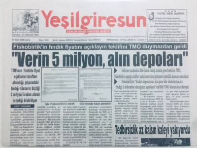 Yeşil Giresun Gazetesi 1 Eylül 2006 - Verin 5 Milyon Alın Depoları GZ40785 - 1