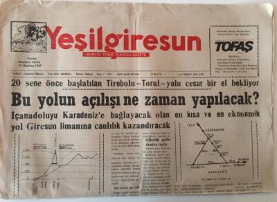 Yeşil Giresun Gazetesi 1 Haziran 1999 - 20 Sene Önce Başlatılan Tirebolu - Torul Yolu Cesur Bir El Bekliyor GZ28639 - 1