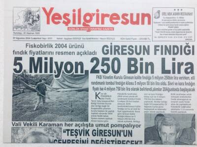 Yeşil Giresun Gazetesi 1 Haziran 2004 - Fiskobirlik Fındık Fiyatını Açıkladı GZ41681 - 1