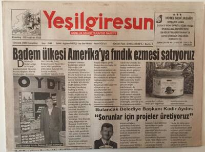 Yeşil Giresun Gazetesi 1 Haziran 2005 - Badem Ülkesi Amerikaya Fındık Ezmesi Satıyoruz GZ28652 - 1