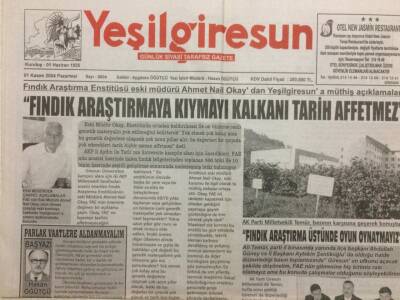 Yeşil Giresun Gazetesi 1 Kasım 2004 - Fındık Araştırmada Oyun Oynatmayız GZ29965 - 1