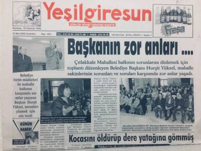 Yeşil Giresun Gazetesi 1 Mart 2008 Başkanın Zor Anları GZ46527 - 2