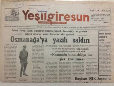 Yeşil Giresun Gazetesi 1 Nisan 1992 - Osmanağaya Yazılı Saldırı GZ34466 - 1
