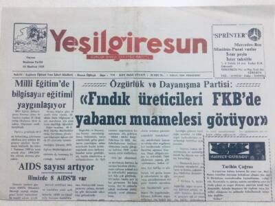 Yeşil Giresun Gazetesi 1 Nisan 1999 - AIDS Sayısı Artıyor GZ40773 - 1