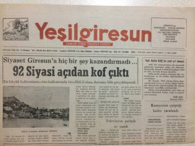Yeşil Giresun Gazetesi 1 Ocak 1993 - 92 Siyasi Açıdan Kof Çıktı GZ32059 - 1