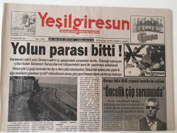 Yeşil Giresun Gazetesi - 1 Ocak 2008 - Karadeniz Sahil Yolu Giresun Şehir İçi Geçişindeki Çalışmalar Durdu - GZ43664 - 1