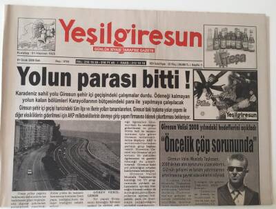 Yeşil Giresun Gazetesi - 1 Ocak 2008 - Karadeniz Sahil Yolu Giresun Şehir İçi Geçişindeki Çalışmalar Durdu - GZ43664 - 1