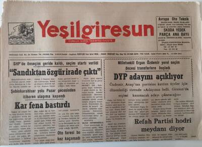 Yeşil Giresun Gazetesi 1 Şubat 1994 - Sandıktan Özgür İrade Çıktı GZ28981 - 1