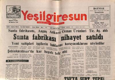Yeşil Giresun Gazetesi 1 Şubat 2000 - Sunta Fabrikası Nihayet Satıldı GZ77833 - 1
