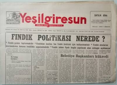 Yeşil Giresun Gazetesi 10 Ağustos 1992 Zaimoğlu Fındık En Az 14.200 Lira Olmalı -GZ37473 - 1