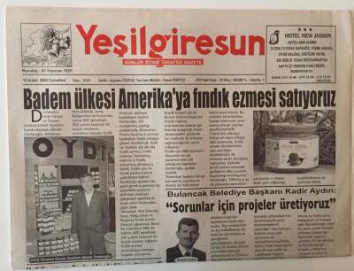 Yeşil Giresun Gazetesi 10 Aralık 2005 - Badem Ülkesi Amerikaya Fındık Ezmesi Satıyoruz GZ28634 - 1