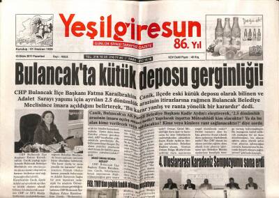 Yeşil Giresun Gazetesi 10 Ekim 2011 - Bulancakta Kütük Deposu Gerginliği GZ108067 - 1