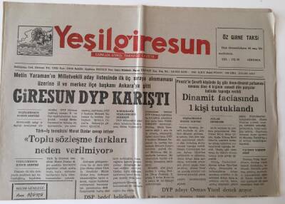 Yeşil Giresun Gazetesi - 10 Eylül 1991 - Giresun DYP Karıştı - GZ43649 - 1